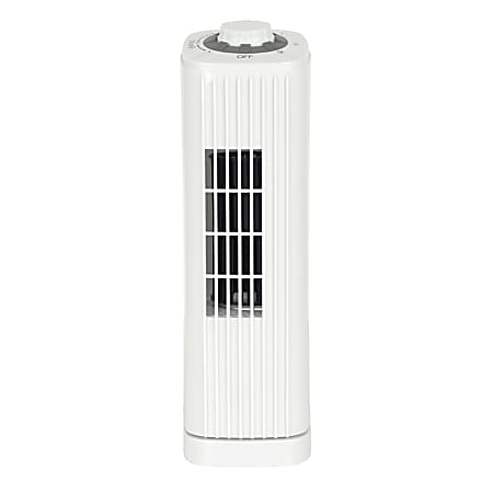 Optimus® 3-Speed Portable Ultra-Slim Desktop Oscillating Tower Fan, 14-In., White