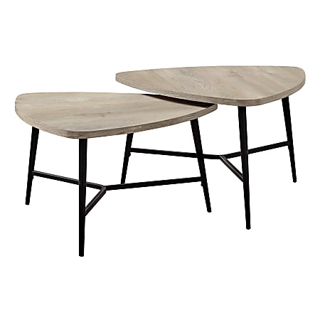 Monarch Specialties Davie 2-Piece Table Set, Taupe/Black