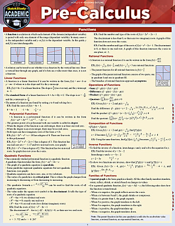 QuickStudy Guide, Pre-Calculus