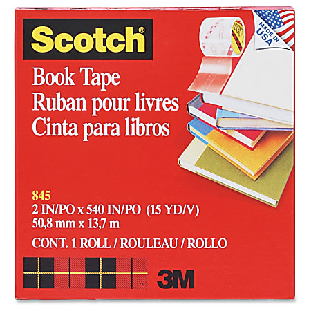 Scotch Book Tape, 845-R, 2 in x 540 in, 1 Roll/Pack (845-R2)