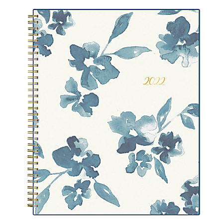 Blue Sky™ Frosted Weekly/Monthly Safety Wirebound Planner, 8-1/2" x 11", Bakah Blue, January To December 2022, 137261