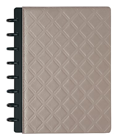 TUL® Discbound Notebook With Debossed Leather Cover, Junior Size, Narrow Ruled, 60 Sheets, Gray