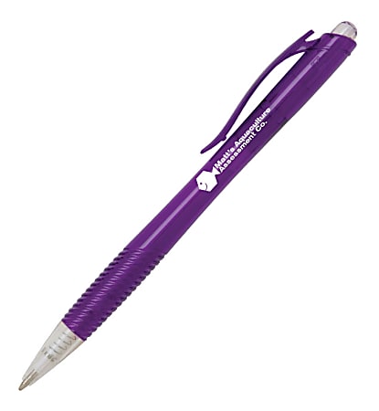 Custom Promotional Translucent Curve Retractable Grip Pen, Medium Point