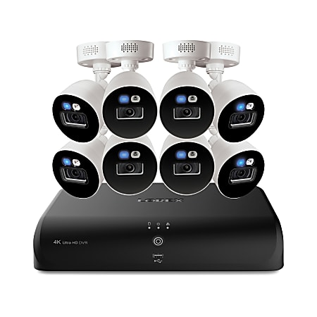 Lorex Fusion 4K 8.0-Megapixel 12-Camera-Capable 2TB DVR System With 8 Wired Smart Deterrence CVI Cameras, White