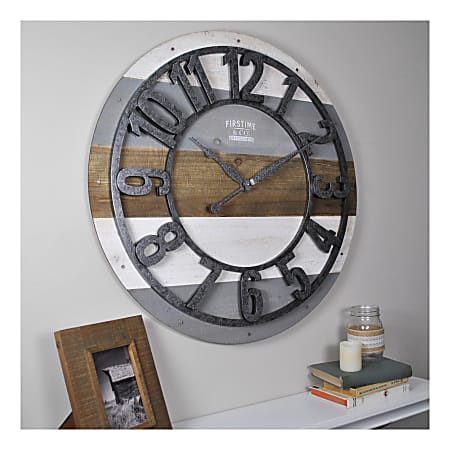 FirsTime & Co.® Shabby Planks Wall Clock, Rustic Gray