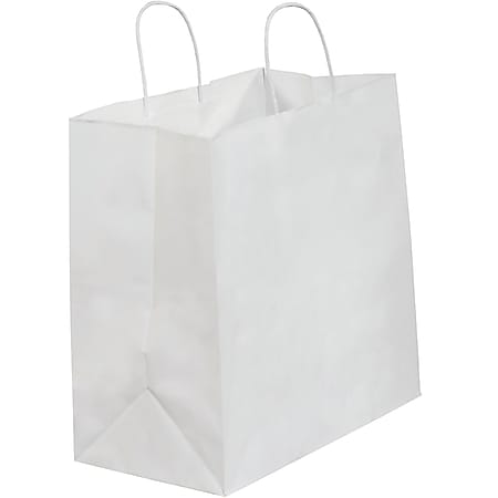Partners Brand Paper Shopping Bags, 13"W x 7"D x 13"H, White, Case Of 250