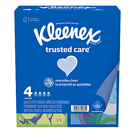 Kleenex® Trusted Care 2-Ply Facial Tissues, White, 70