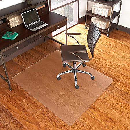 Flash Furniture Hard Floor Chair Mat, 36" x 48", Clear, Vinyl, Studded Gripper Back, Textured Top, Straight Edge