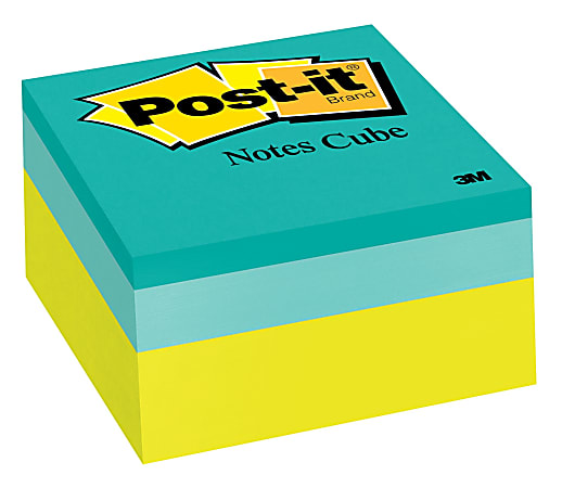 Post-it Notes Memo Cubes, 3" x 3", Green Wave, Pack Of 1 Cube