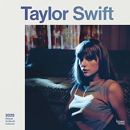 2025 BrownTrout Entertainment Monthly Plastic-Free Square Wall Calendar, 12" x 12", Taylor Swift, January 2025 To December 2025