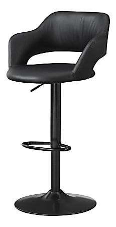 Monarch Specialties Hydraulic-Lift Bar Stool, Bonded Leather, Black