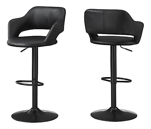 Monarch Specialties Hydraulic Lift Bar Stool Bonded Leather Black
