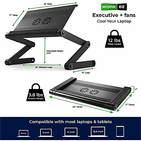 LapGear Ergo Pro Lap Desk, 3.1H x 20.5W x 10.5D, Black