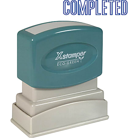 Xstamper® One-Color Title Stamp, Pre-Inked, "Completed", Blue