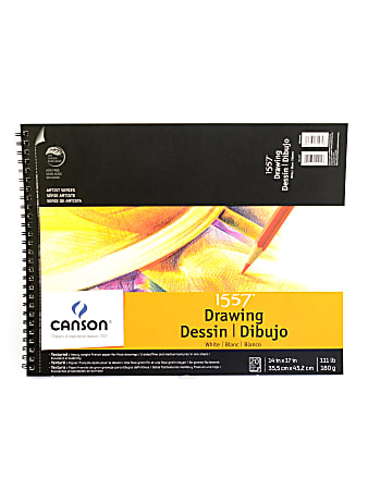 Canson C A Grain Drawing Paper Pads, 14" x 17", 20 Sheets, Pack Of 2