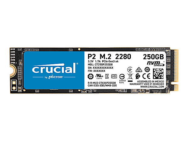 Crucial P2 - SSD - 250 GB - internal - M.2 2280 - PCIe 3.0 x4 (NVMe)