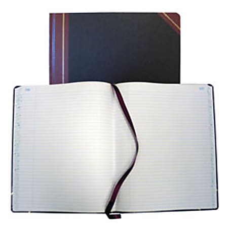 National® Brand Hardbound Columnar Record Book, 9 5/8" x 7 5/8", 50% Recycled, Black, 27 Lines Per Page, Book Of 300 Pages