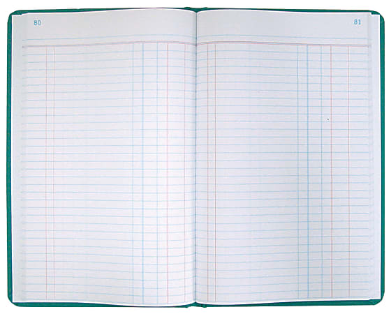 National® Brand Sewn Canvas Account Book, 12 1/8" x 7 5/8", 50% Recycled, Green, 33 Lines Per Page, Book Of 150 Pages