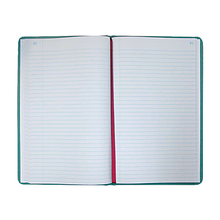 National® Brand Sewn Canvas Account Book, 12 1/8" x 7 5/8", 50% Recycled, Green, 35 Lines Per Page, Book Of 150 Pages