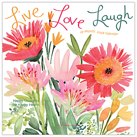 2026 Graphique Inspirational Monthly Mini Wall Calendar, 7" x 7", Live Love Laugh, January To December, MY44026