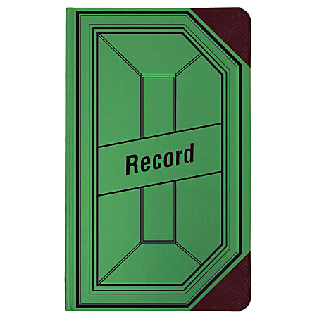 National® Brand Sewn Canvas Account Book, 9 1/2" x 6 1/8", 50% Recycled, Green, 27 Lines Per Page, Book Of 200 Pages