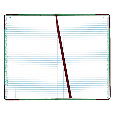 National® Brand Sewn Canvas Account Book, 12 1/2" x 7 5/8", 50% Recycled, Green, 37 Lines Per Page, Book Of 150 Pages