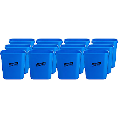 Genuine Joe 28-1/2 Quart Recycle Wastebasket, 7.13 gal Capacity, Rectangular, 15"H x 14.5"W x 10.5"D, Blue, White, 12 / Carton