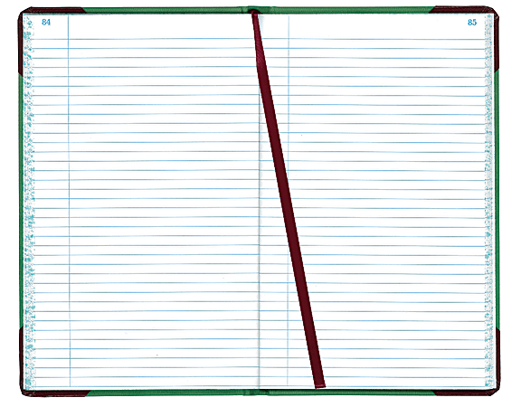 National® Sewn Canvas Account Book, 12 1/2" x 7 5/8", 50% Recycled, Green, 37 Lines Per Page, Book Of 300 Pages