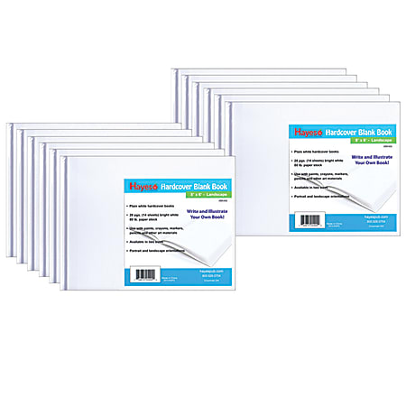 Hayes Blank Hardcover Books, 6" x 9", 28 Pages (14 Sheets), White, Pack Of 12 Books