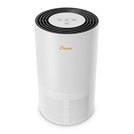 Crane True HEPA Air Purifier with Germicidal UV Light 300 Sq Ft. Coverage 9 12 x 9 12 x 15 13 White Office Depot