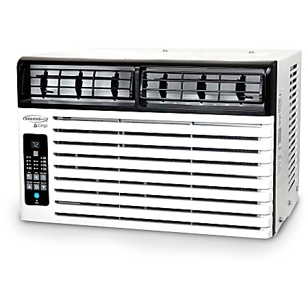 SoleusAir Window-Mounted Air Conditioner, 6,400 BTU, 115V, 12 5/8"H x 15 1/2"W x 18 5/8"D, White/Black