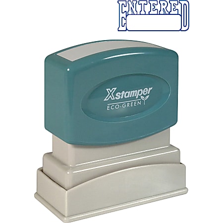 Xstamper® One-Color Title Stamp, Pre-Inked, "Entered", Blue