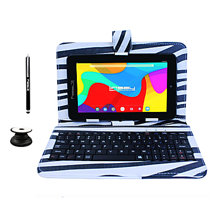 Linsay F7 Tablet, 7" Screen, 2GB Memory, 64GB Storage, Android 13, Zebra Keyboard