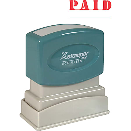 Xstamper&reg; One-Color Title Stamp, Pre-Inked, "Paid", Red, Box 1