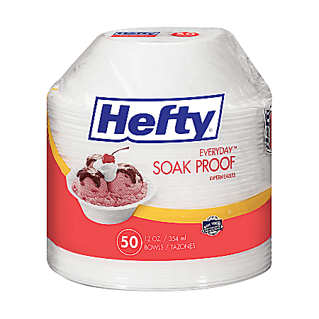 Hefty Soak Proof Foam Bowls 12 Oz. Pack Of 50 - Office Depot