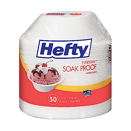 Hefty Soak Proof Foam Bowls, White - 50 count