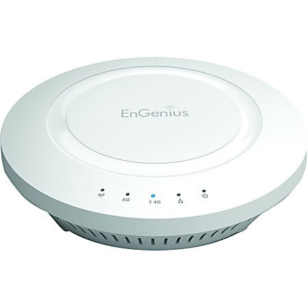 EnGenius EAP600 Business Class Gigabit Wireless-N Dual Concurrent 2.4+5GHz 300/300MBPS Indoor AP/WDS - 2.48 GHz, 5.83 GHz - 1 x Network (RJ-45) - Ethernet, Fast Ethernet, Gigabit Ethernet - Ceiling Mountable, Wall Mountable - 1 Pack