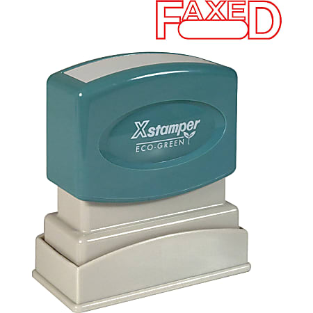 Xstamper® One-Color Title Stamp, Pre-Inked, "Faxed", Red