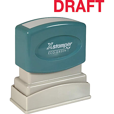 Xstamper® One-Color Title Stamp, Pre-Inked, "Draft", Red