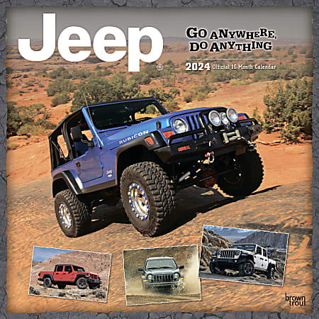 2024 Brown Trout Monthly Square Wall Calendar, 12" x 12", Jeep, January To December