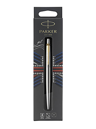 Parker® Jotter Gel Pen, Medium Point, 0.7 mm, Stainless-Steel/Gold Barrel, Black Ink