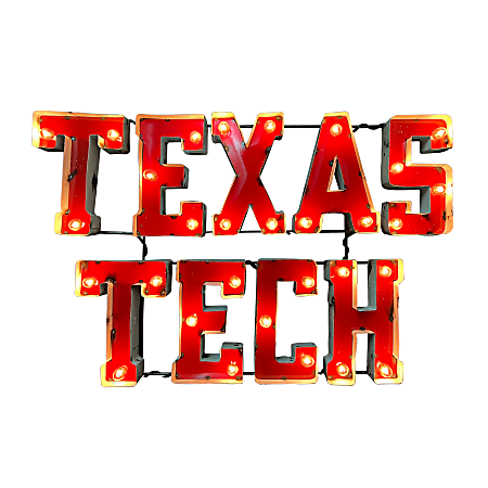 Imperial NCAA Lighted Metal Sign, 31”H x 20”W x 2”D, 90% Recycled, Texas Tech