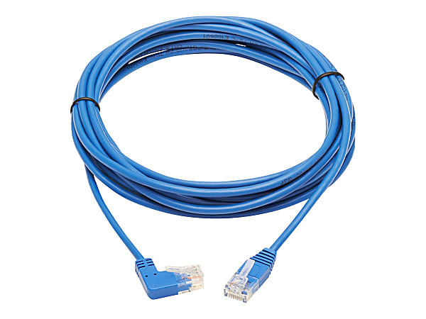 Tripp Lite Cat6 Ethernet Cable Right Angled UTP Slim Molded M/M Blue 15ft - 15 ft - 28 AWG - Blue