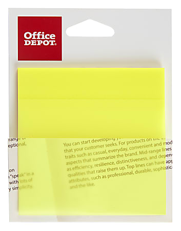 Office Depot® Brand Translucent Sticky Notes, 3" x 3", Yellow, 50 Notes Per Pad