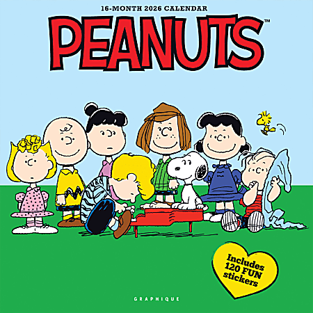 2026 Graphique Kids Monthly Wall Calendar, 12" x 12", Peanuts, January To December, CY17326