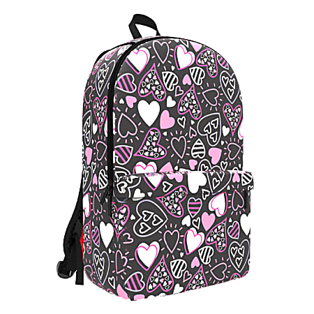 Space Junk Pattern Geometric Backpack With 15" Laptop Compartment, Pink Hearts