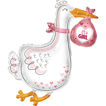 Amscan Baby Foil Balloon, 36", It's A Girl Stork