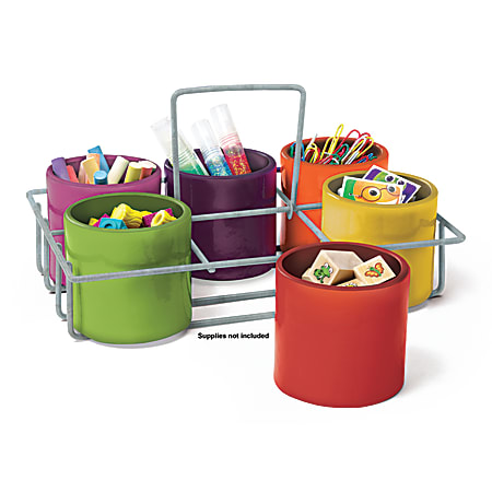 Essential Learning Products Sensational Classroom 6-Cup Caddy, 10-1/2"H x 7-1/2"W x 3"D, Multicolor
