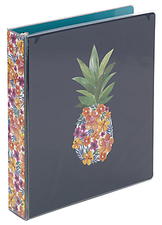Office Depot® Brand Fashion 3-Ring Binder, 1 1/2" Oval Rings, Pineapple