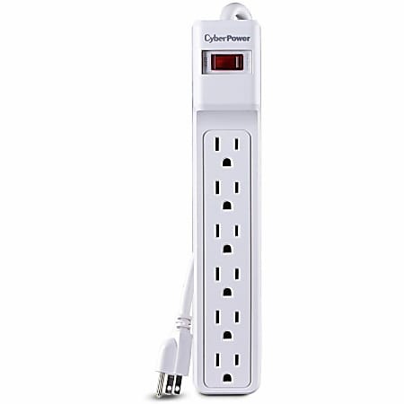 CyberPower CSB606W Essential 6 - Outlet Surge Protector with 900 J Surge Suppression - 6 ft Cord, NEMA 5-15P, 15 Amp, EMI/RFI Filtration, White
